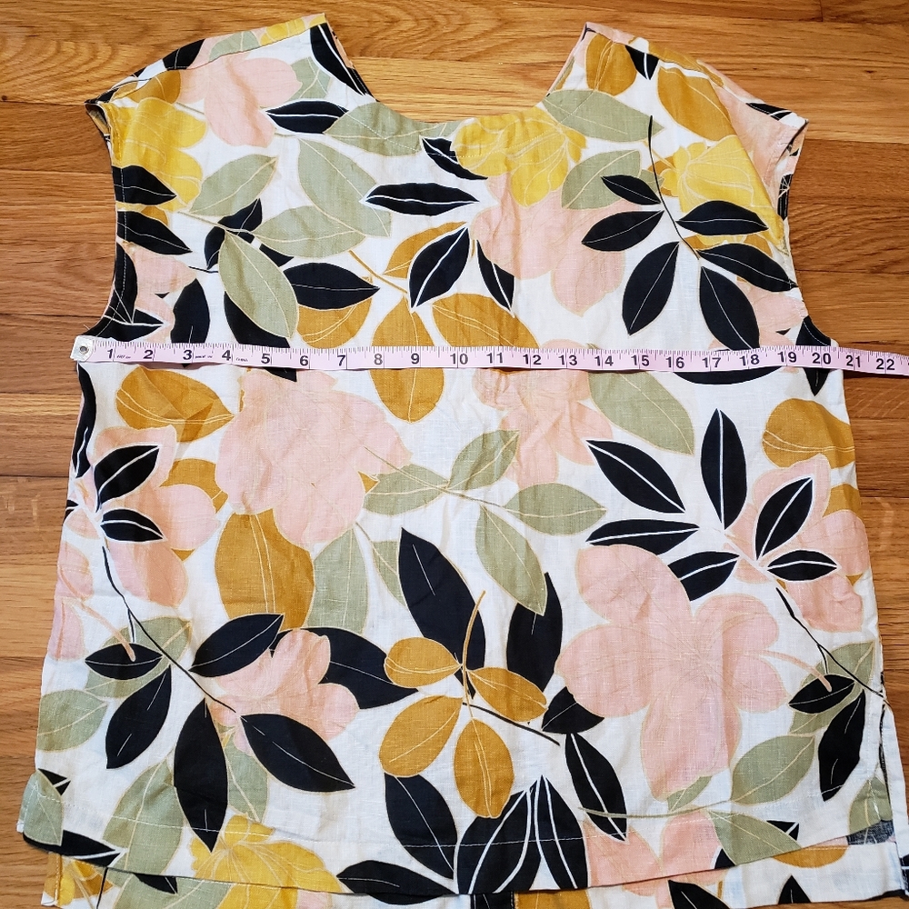 Rachel Zoe Medium 100% Linen Floral Tank Top - Picture 2 of 7